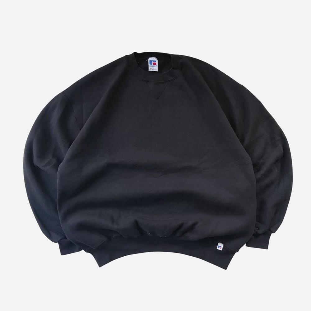 90s Vintage Russell Athletic Blank Black Crewneck Sweatshirt